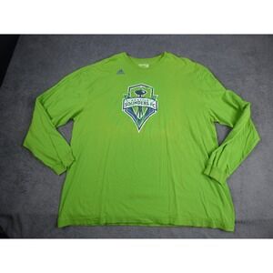 Adidas Seattle Sounders FC Long Sleeve Shirt Mens 2X Lime Green Go-To Tee MLS